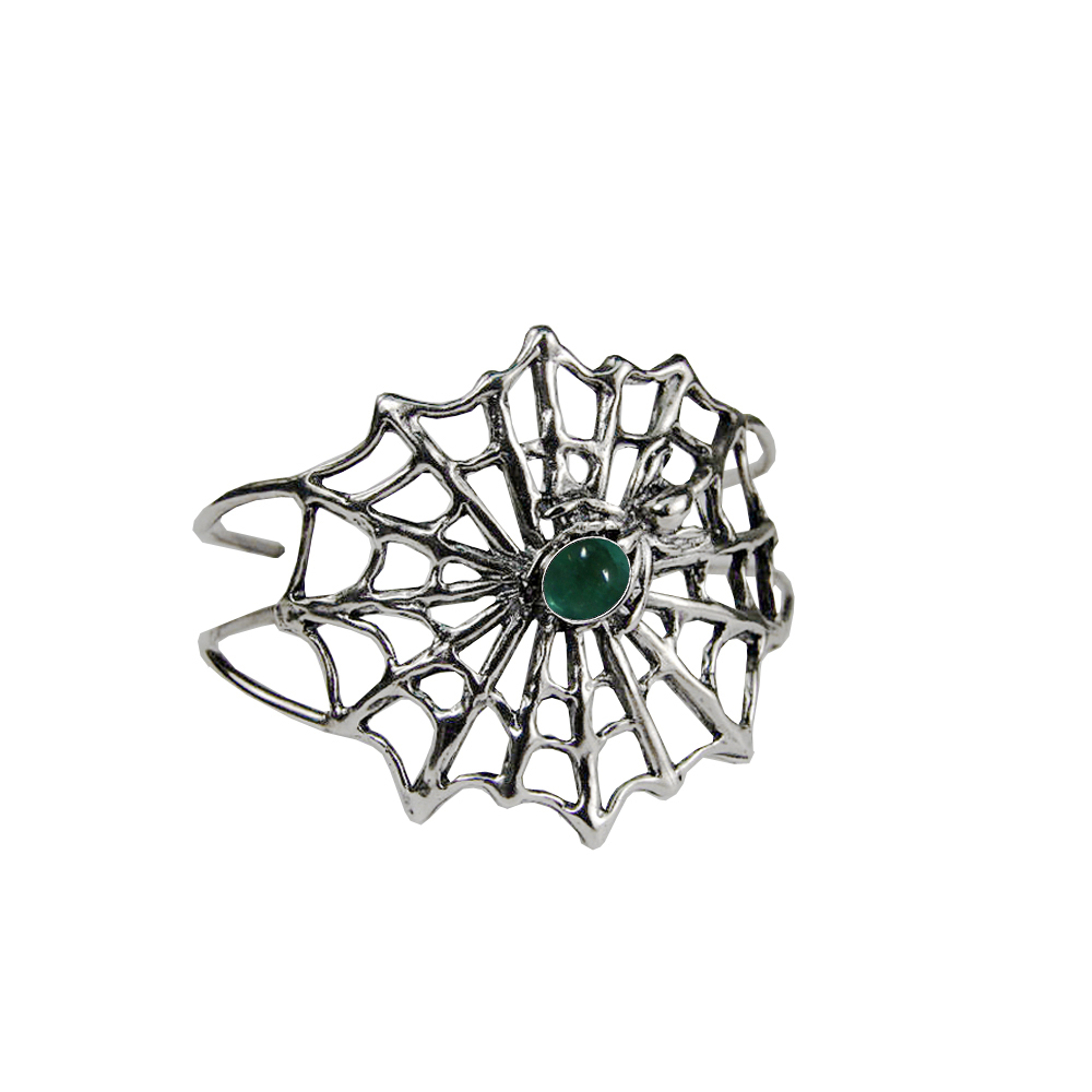 Sterling Silver Spider Web Cuff Bracelet With Fluorite